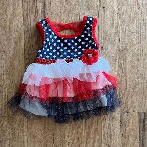 Little Lass Navy Dress with Red Accents
